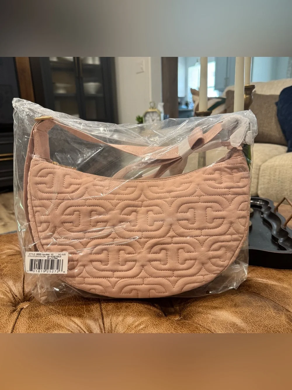 Sam Edelman Ethyl Quilted Crescent Crossbody Bag  Shoulder Bag in Blush
